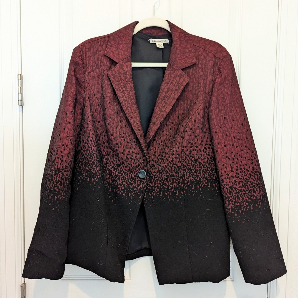 Coldwater Creek Women's Maroon and Black gradient blazer